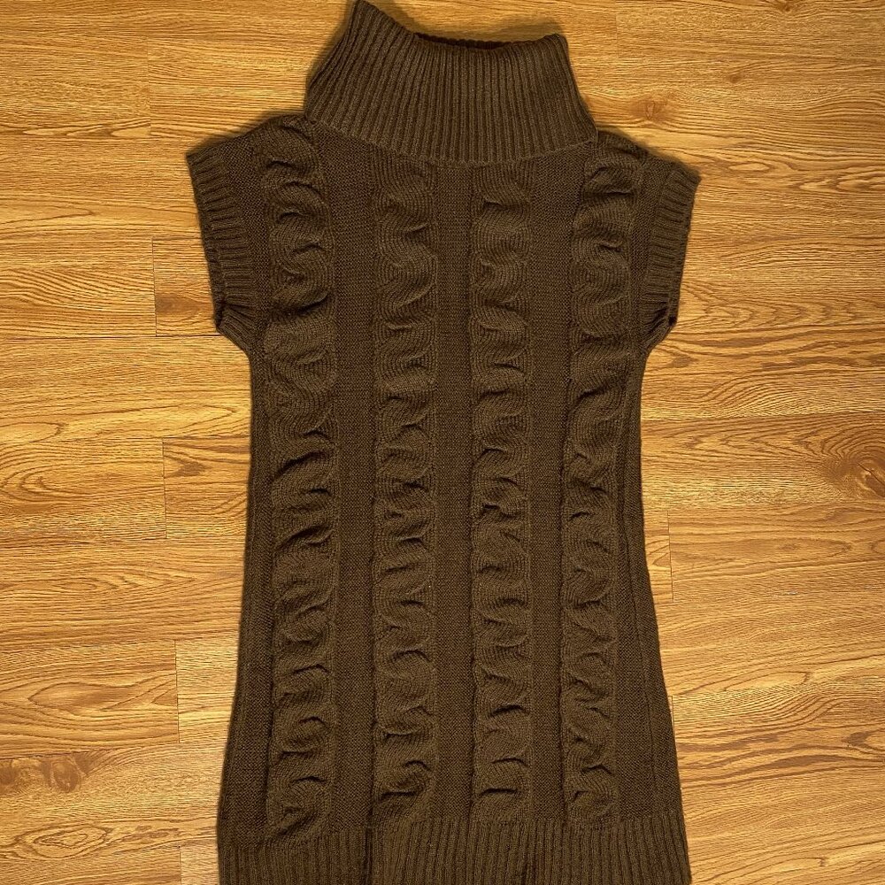 new directions weekend women's juniors knitted sweater dress medium brown
